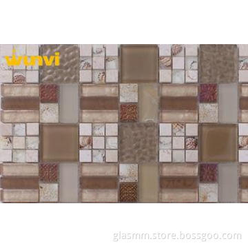 Wear resistant bedroom Glass And Metal Mosaic Tile , Glazed